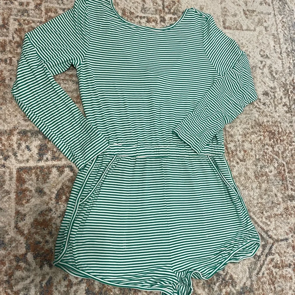 Free People Mint Green & White Striped Jumpsuit